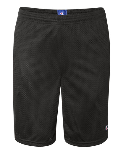Champion Polyester Mesh 9" Shorts with Pockets S162 #color_Black