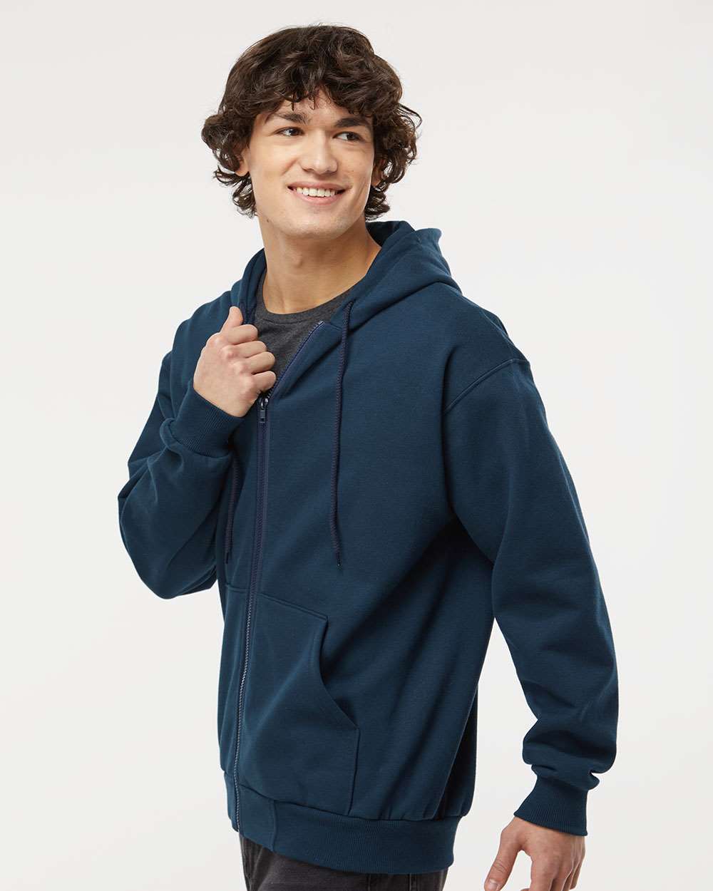 King Fashion Full-Zip Hooded Sweatshirt KF9017 #colormdl_Navy
