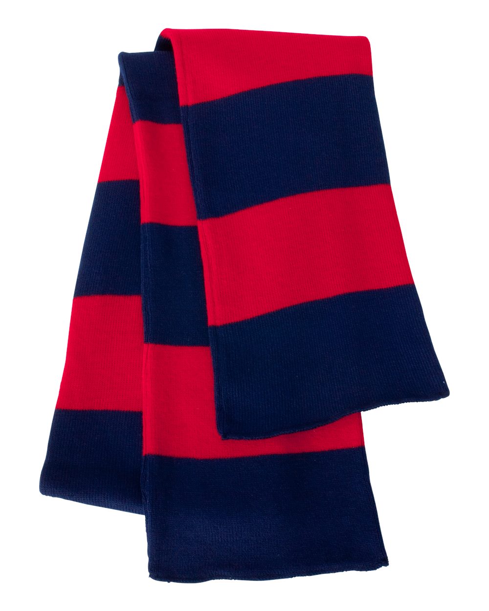 Sportsman Rugby-Striped Knit Scarf SP02 #color_Navy/ Red
