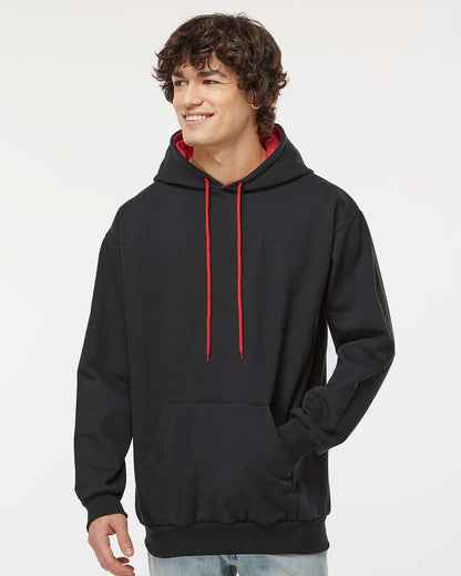 King Fashion Two-Tone Hooded Sweatshirt KF9041 #colormdl_Black/ Red