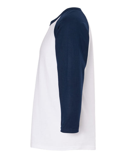 M&O Raglan Three-Quarter Sleeve Baseball T-Shirt 5540 #color_White/ Navy