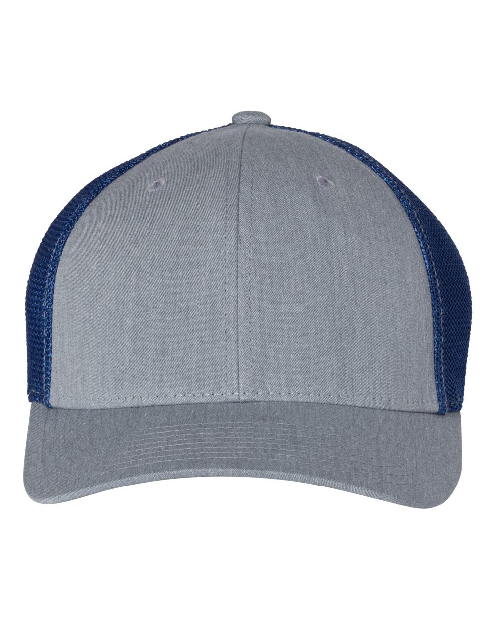 Richardson Fitted Trucker with R-Flex Cap 110 #color_Heather Grey/ Royal