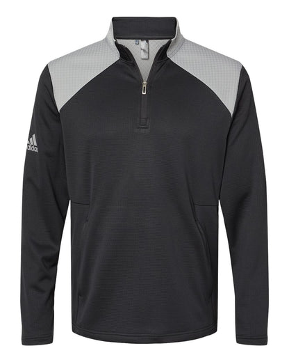 Adidas  A532 Textured Mixed Media Quarter-Zip Pullover #color_Black/ Grey Three