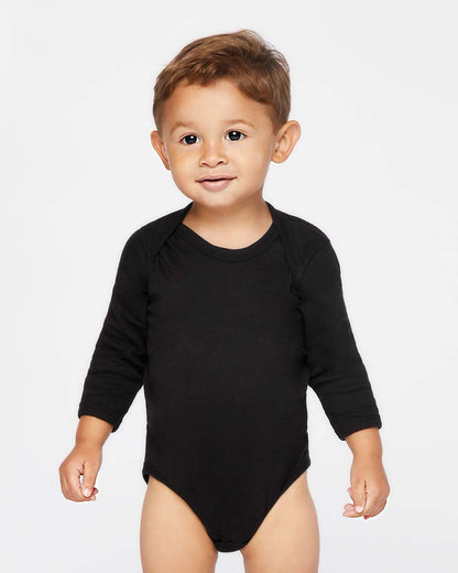 Rabbit Skins Infant Long Sleeve Baby Rib Bodysuit 4411 #colormdl_Black