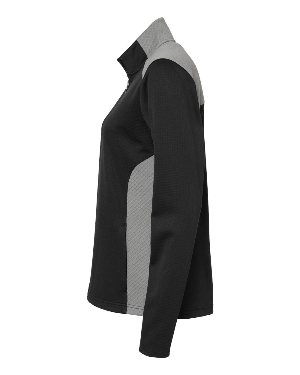 Adidas A529 Women's Textured Mixed Media Full-Zip Jacket #color_Black/ Grey Three