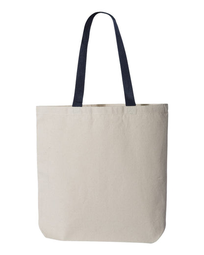 Q-Tees 11L Canvas Tote with Contrast-Color Handles Q4400 #color_Natural/ Navy
