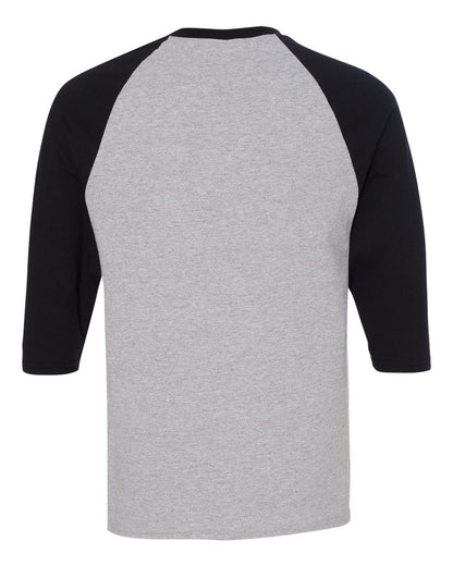 Gildan Heavy Cotton™ Raglan Three-Quarter Sleeve T-Shirt 5700 #color_Sport Grey/ Black