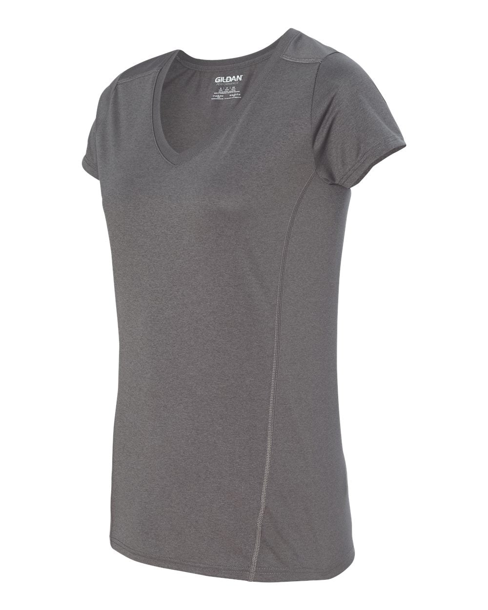 Gildan Performance® Tech Women's V-Neck T-Shirt 47V00L #color_Marbled Charcoal