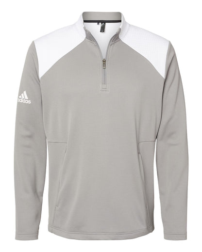 Adidas  A532 Textured Mixed Media Quarter-Zip Pullover #color_Grey Three/ White