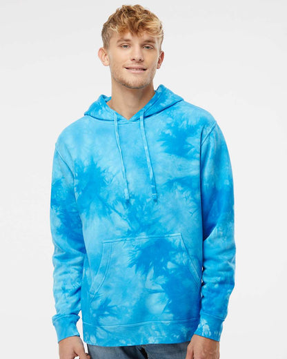Independent Trading Co. Unisex Midweight Tie-Dyed Hooded Sweatshirt PRM4500TD #colormdl_Tie Dye Aqua Blue
