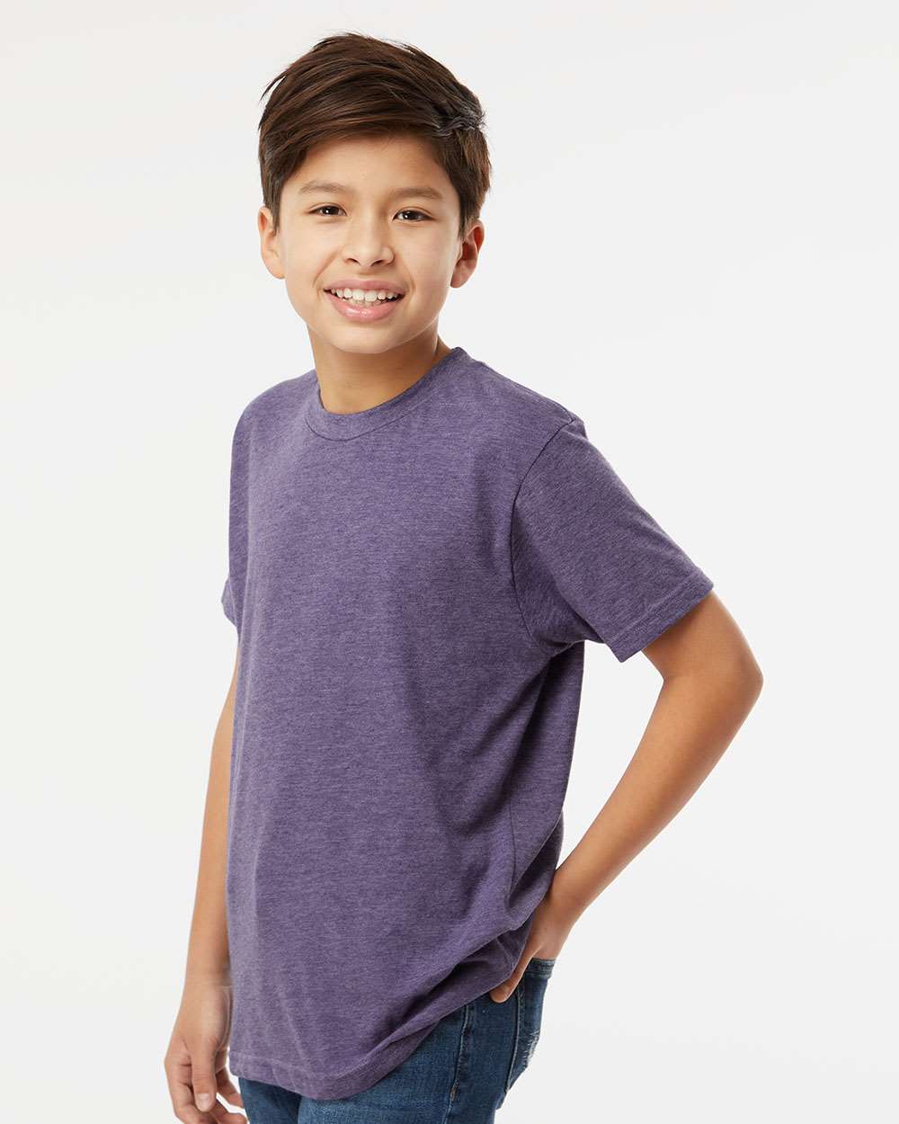M&O Youth Deluxe Blend T-Shirt 3544 #colormdl_Heather Purple