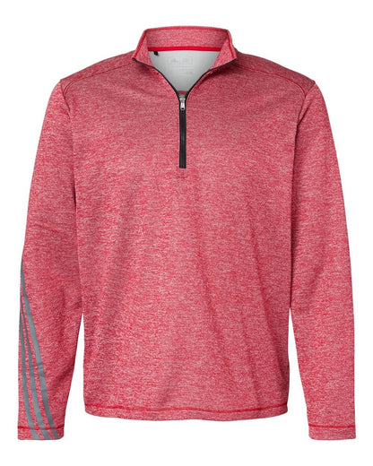 Adidas A284 Brushed Terry Heathered Quarter-Zip Pullover #color_Power Red Heather/ Black