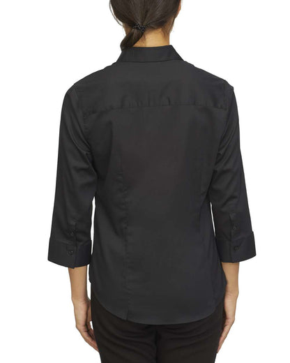 Van Heusen Women's Three-Quarter Sleeve Twill Shirt 18CV304 #color_Black