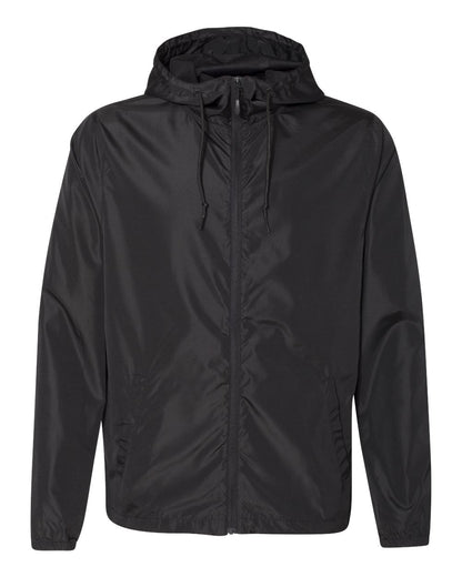 Independent Trading Co. Unisex Lightweight Windbreaker Full-Zip Jacket EXP54LWZ #color_Black