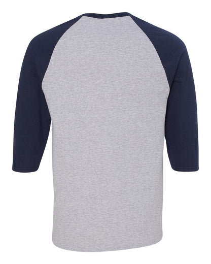 Gildan Heavy Cotton™ Raglan Three-Quarter Sleeve T-Shirt 5700 #color_Sport Grey/ Navy