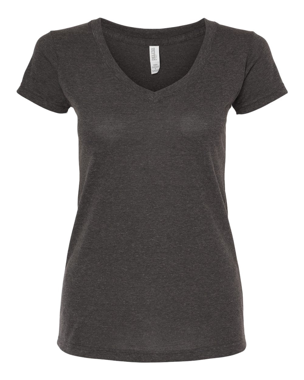 M&O Women's Deluxe Blend V-Neck T-Shirt 3542 #color_Heather Graphite
