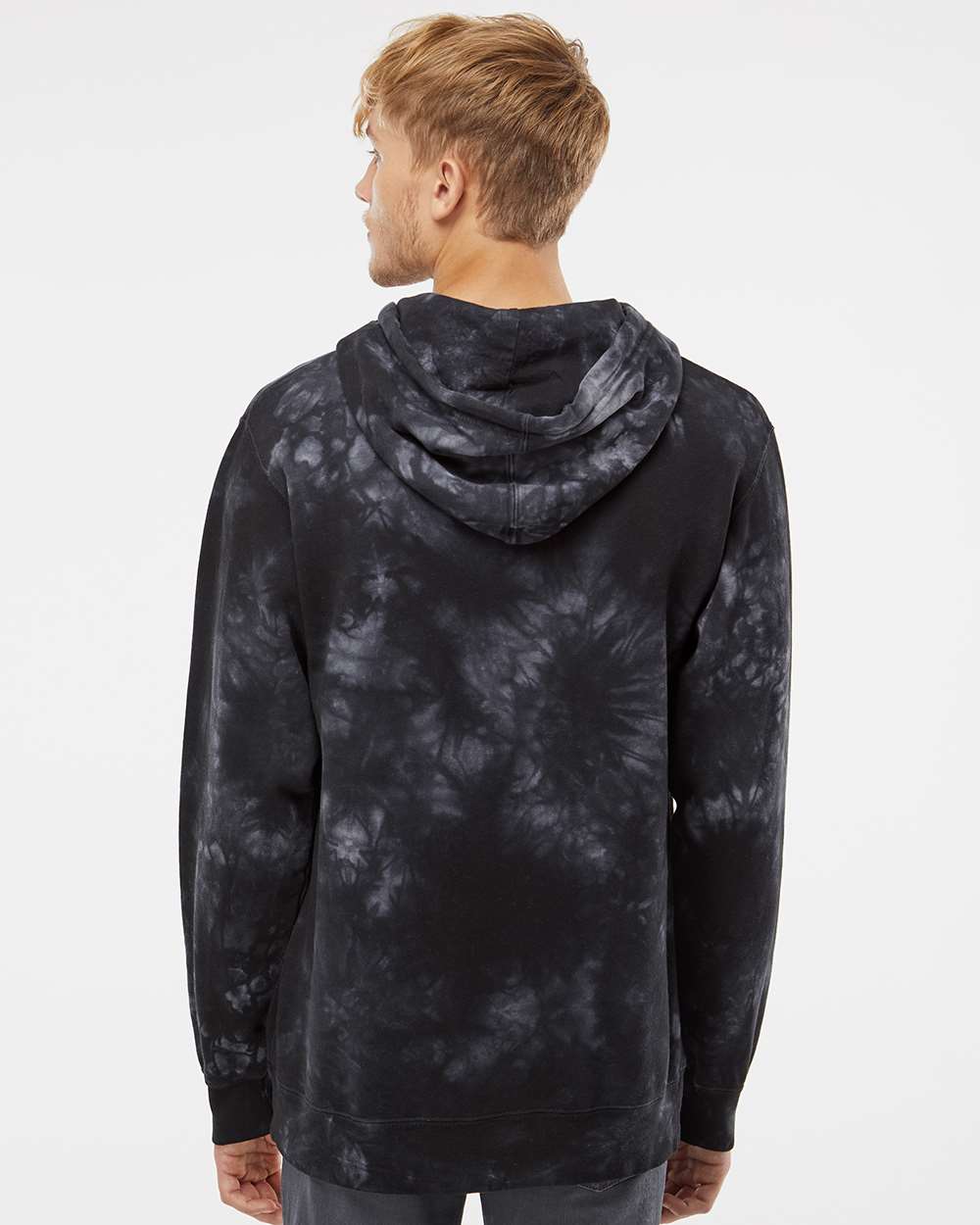 Independent Trading Co. Unisex Midweight Tie-Dyed Hooded Sweatshirt PRM4500TD #colormdl_Tie Dye Black