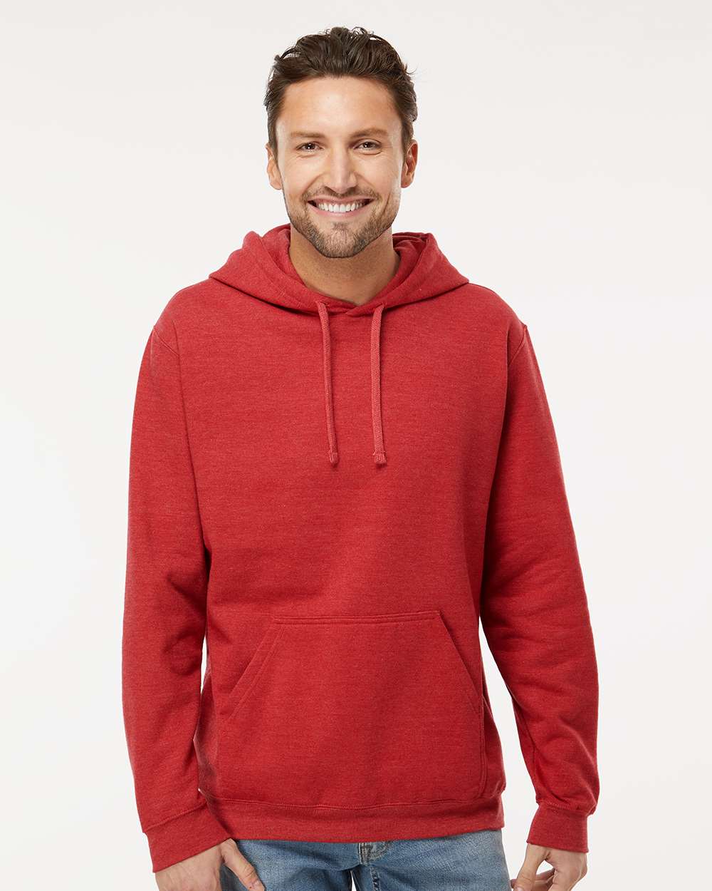 M&O Unisex Pullover Hoodie 3320 #colormdl_Heather Red