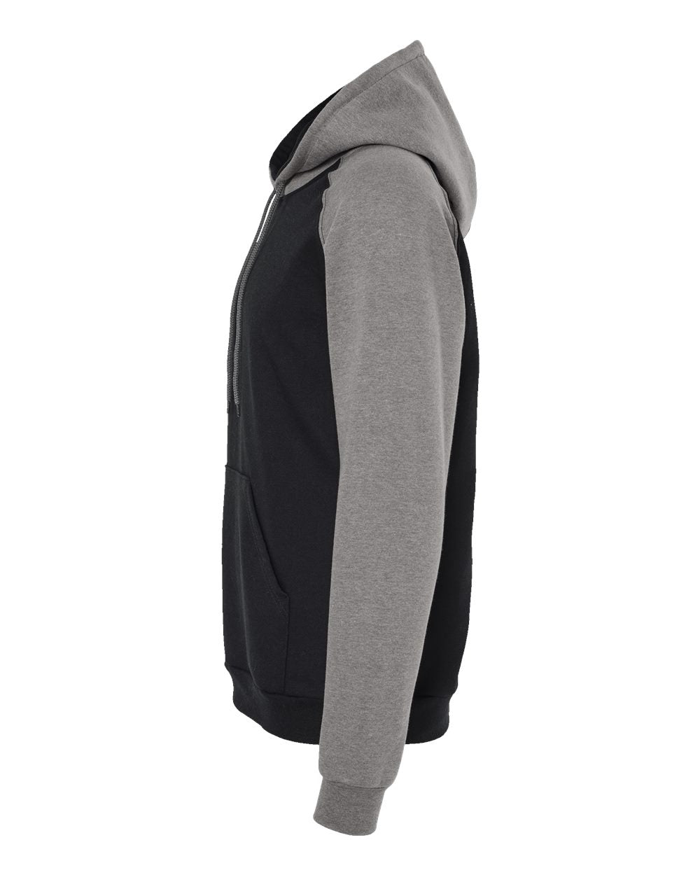 King Fashion Fleece Raglan Hooded Sweatshirt KF4042 #color_Black/ Grey Heather