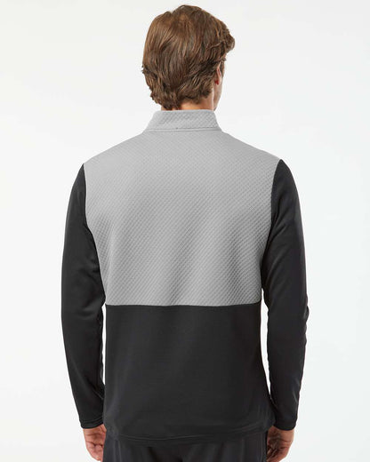 Adidas  A532 Textured Mixed Media Quarter-Zip Pullover #colormdl_Black/ Grey Three