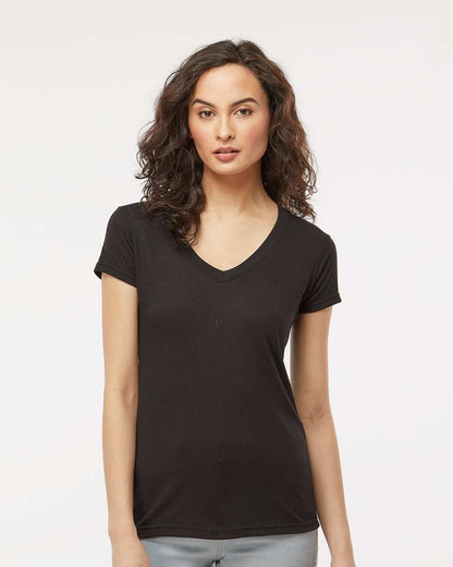 M&O Women's Deluxe Blend V-Neck T-Shirt 3542 #colormdl_Black