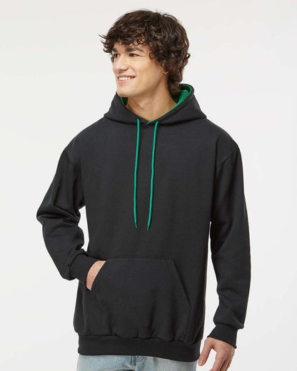 King Fashion Two-Tone Hooded Sweatshirt KF9041 #colormdl_Black/ Kelly