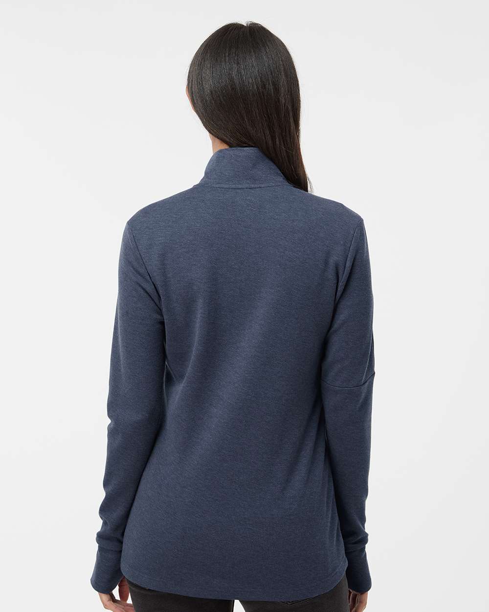 Adidas A555 Women's 3-Stripes Quarter-Zip Sweater #colormdl_Collegiate Navy Melange