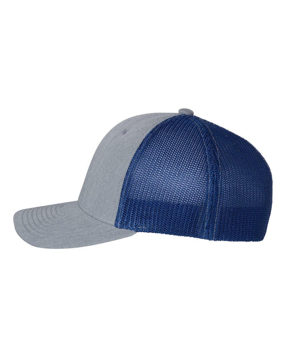 Richardson Fitted Trucker with R-Flex Cap 110 #color_Heather Grey/ Royal