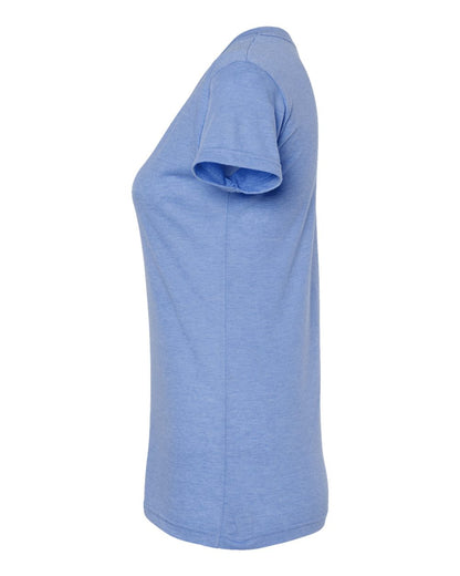 M&O Women's Deluxe Blend V-Neck T-Shirt 3542 #color_Heather Blue