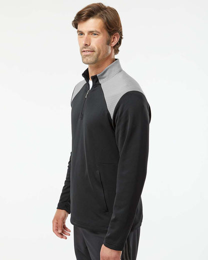 Adidas  A532 Textured Mixed Media Quarter-Zip Pullover #colormdl_Black/ Grey Three