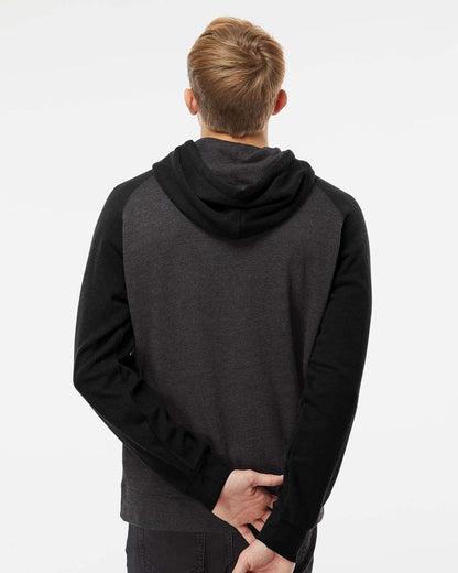 Independent Trading Co. Raglan Hooded Sweatshirt IND40RP #colormdl_Charcoal Heather/ Black
