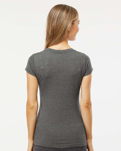 M&O Women's Deluxe Blend V-Neck T-Shirt 3542 #colormdl_Heather Charcoal