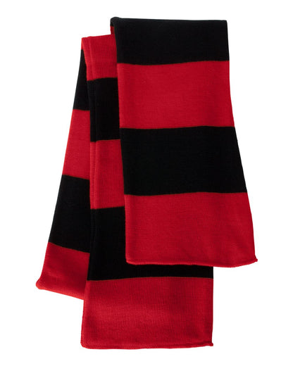 Sportsman Rugby-Striped Knit Scarf SP02 #color_Red/ Black