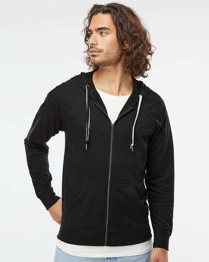Independent Trading Co. Icon Unisex Lightweight Loopback Terry Full-Zip Hooded Sweatshirt SS1000Z #colormdl_Black