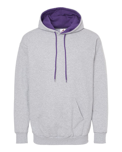 King Fashion Two-Tone Hooded Sweatshirt KF9041 #color_Sport Grey/ Purple