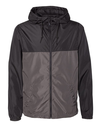 Independent Trading Co. Unisex Lightweight Windbreaker Full-Zip Jacket EXP54LWZ #color_Black/ Graphite