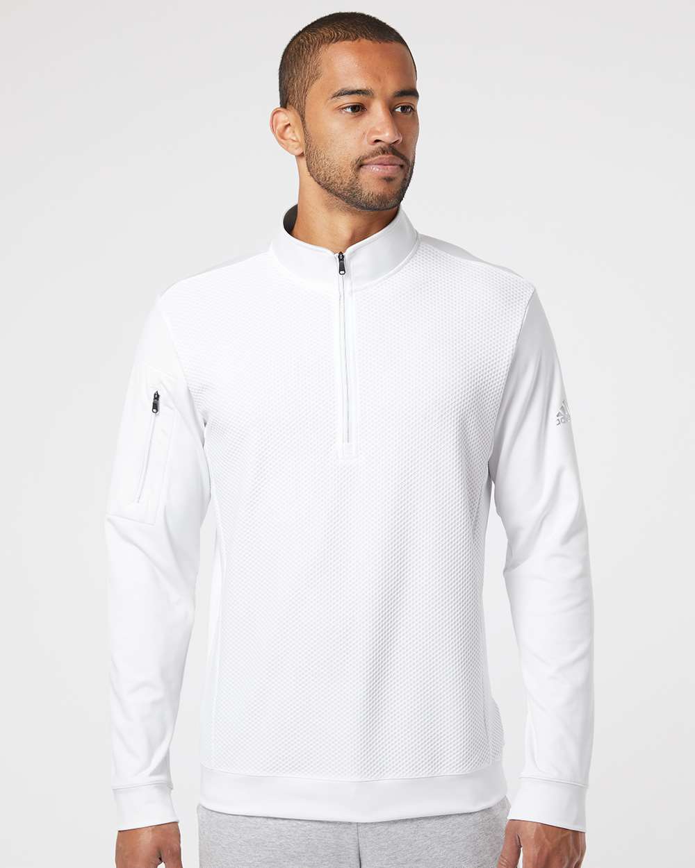 Adidas  A295 Performance Textured Quarter-Zip Pullover #colormdl_White