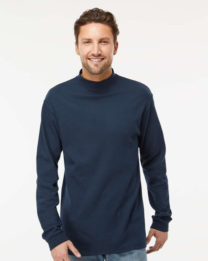 King Fashion Jersey Interlock Mockneck Long Sleeve T-Shirt KF4600 #colormdl_Navy
