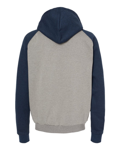 King Fashion Fleece Raglan Hooded Full-Zip Sweatshirt KF4048 #color_Grey Heather/ Navy