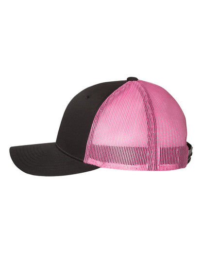 Richardson Low Pro Trucker Cap 115 #color_Black/ Neon Pink
