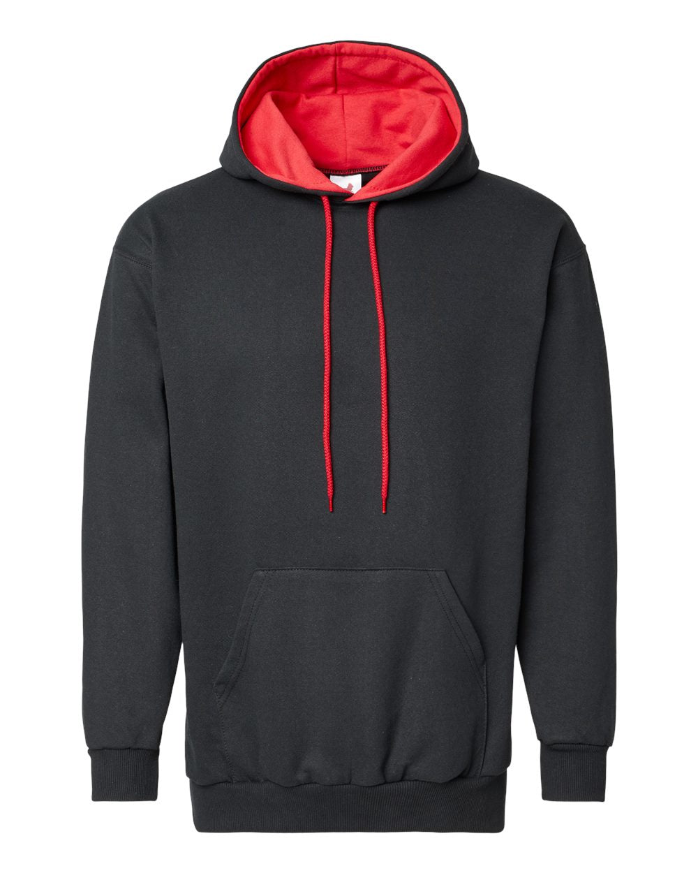 King Fashion Two-Tone Hooded Sweatshirt KF9041 #color_Black/ Red