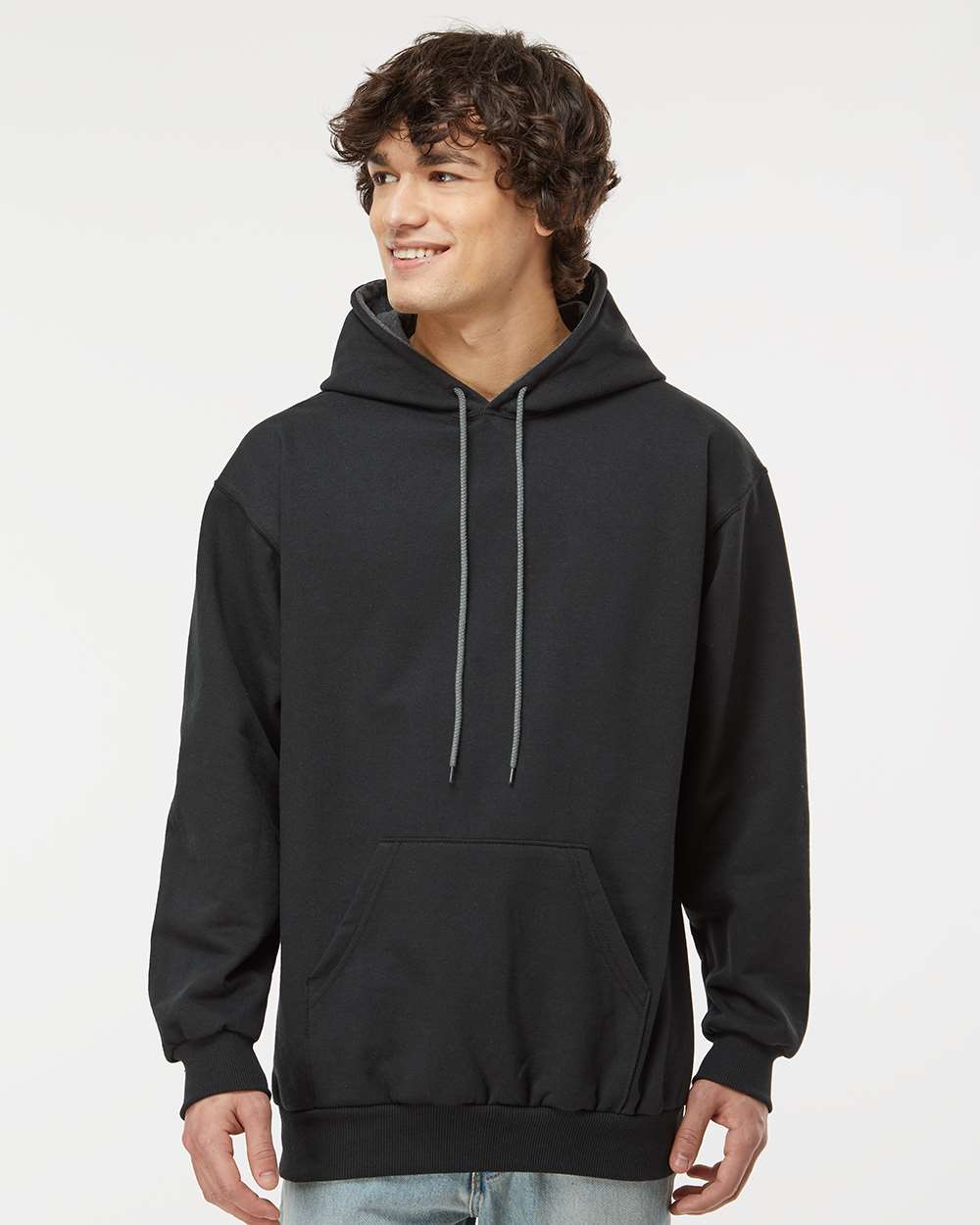 King Fashion Two-Tone Hooded Sweatshirt KF9041 #colormdl_Black/ Charcoal