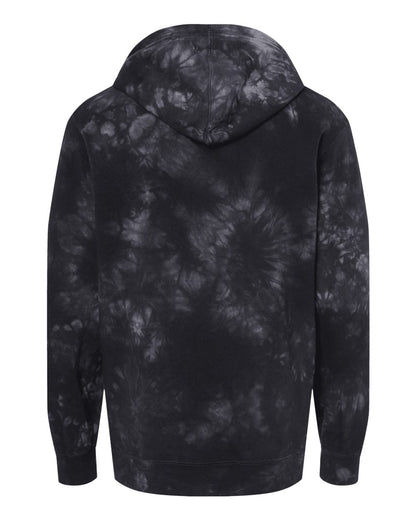 Independent Trading Co. Unisex Midweight Tie-Dyed Hooded Sweatshirt PRM4500TD #color_Tie Dye Black