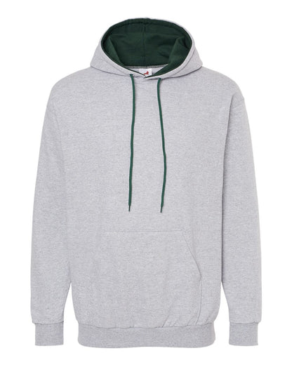King Fashion Two-Tone Hooded Sweatshirt KF9041 #color_Sport Grey/ Forest Green