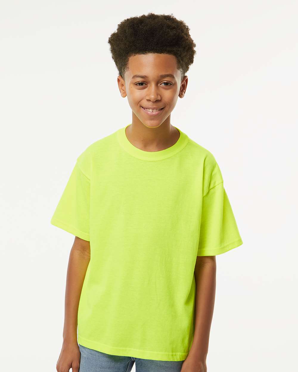 M&O Youth Gold Soft Touch T-Shirt 4850 #colormdl_Safety Green