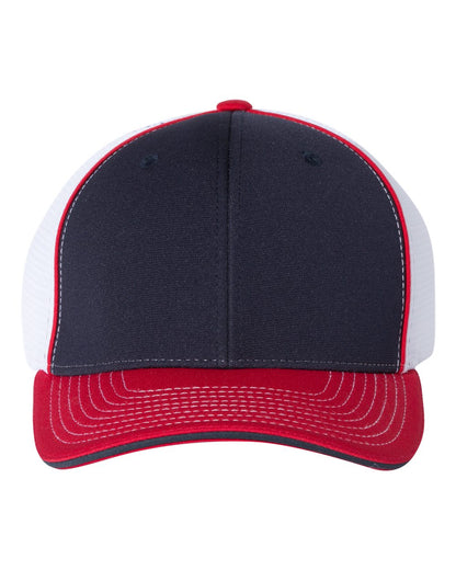Richardson Fitted Pulse Sportmesh with R-Flex Cap 172 #color_Navy/ White/ Red Tri