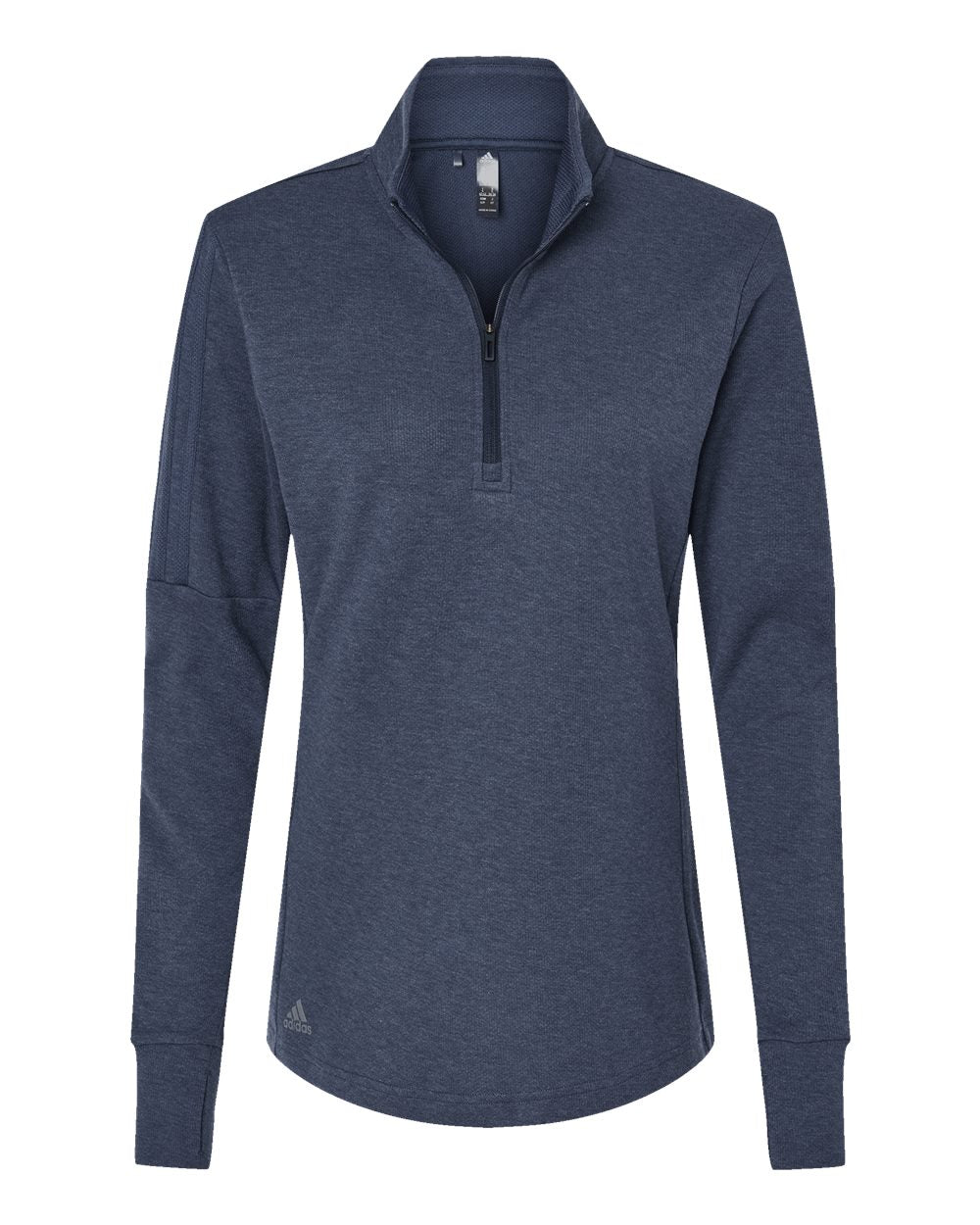 Adidas A555 Women's 3-Stripes Quarter-Zip Sweater #color_Collegiate Navy Melange