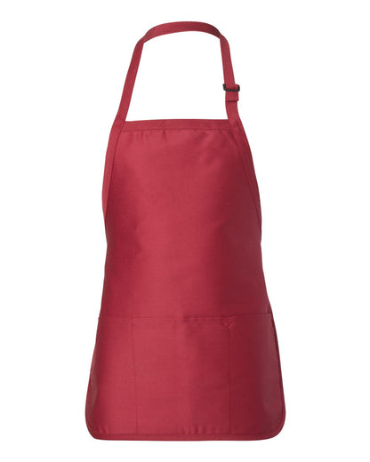 Q-Tees Full-Length Apron with Pouch Pocket Q4250 #color_Red