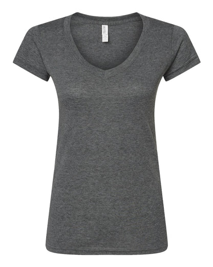M&O Women's Deluxe Blend V-Neck T-Shirt 3542 #color_Heather Charcoal