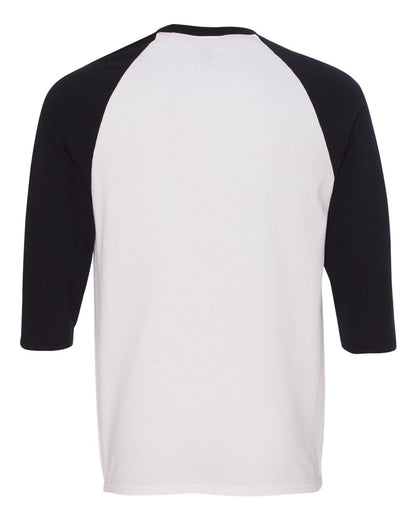 Gildan Heavy Cotton™ Raglan Three-Quarter Sleeve T-Shirt 5700 #color_White/ Black